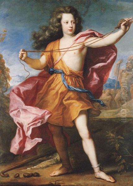 Portrait of Crown Prince Frederick William as David  with a Sling Oil Painting by Anthoni Schoonjans