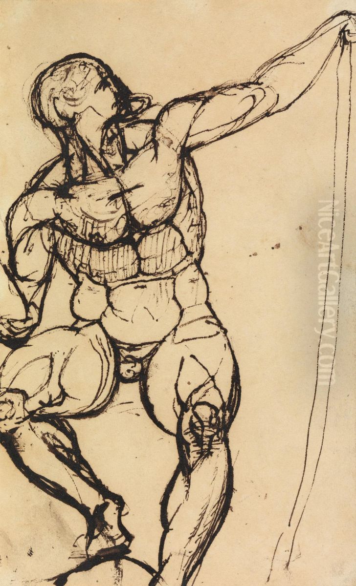 Study of a Male Nude Oil Painting by Benjamin Haydon