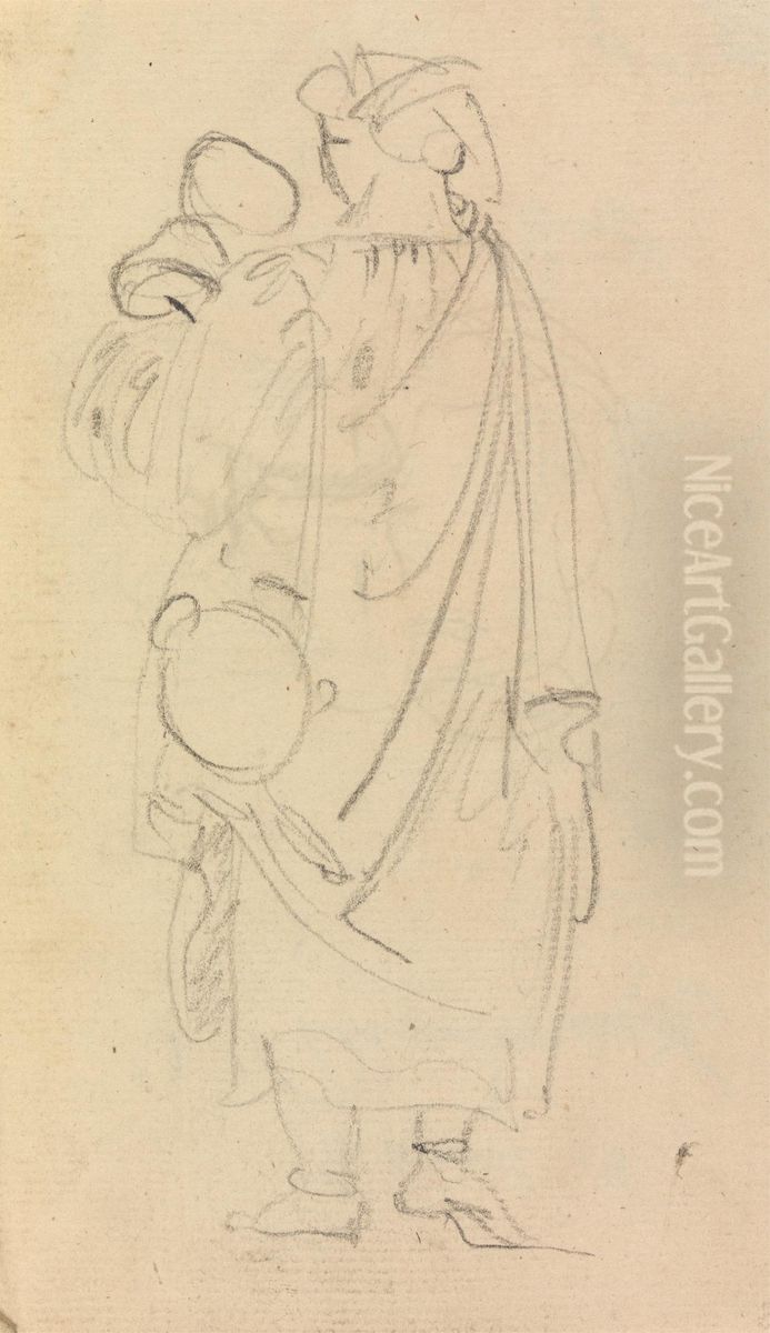 Study of a Woman, Carrying a Child Oil Painting by Benjamin Haydon