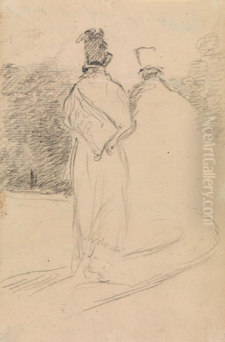 Rear View Study of a Man walking Oil Painting by Benjamin Haydon