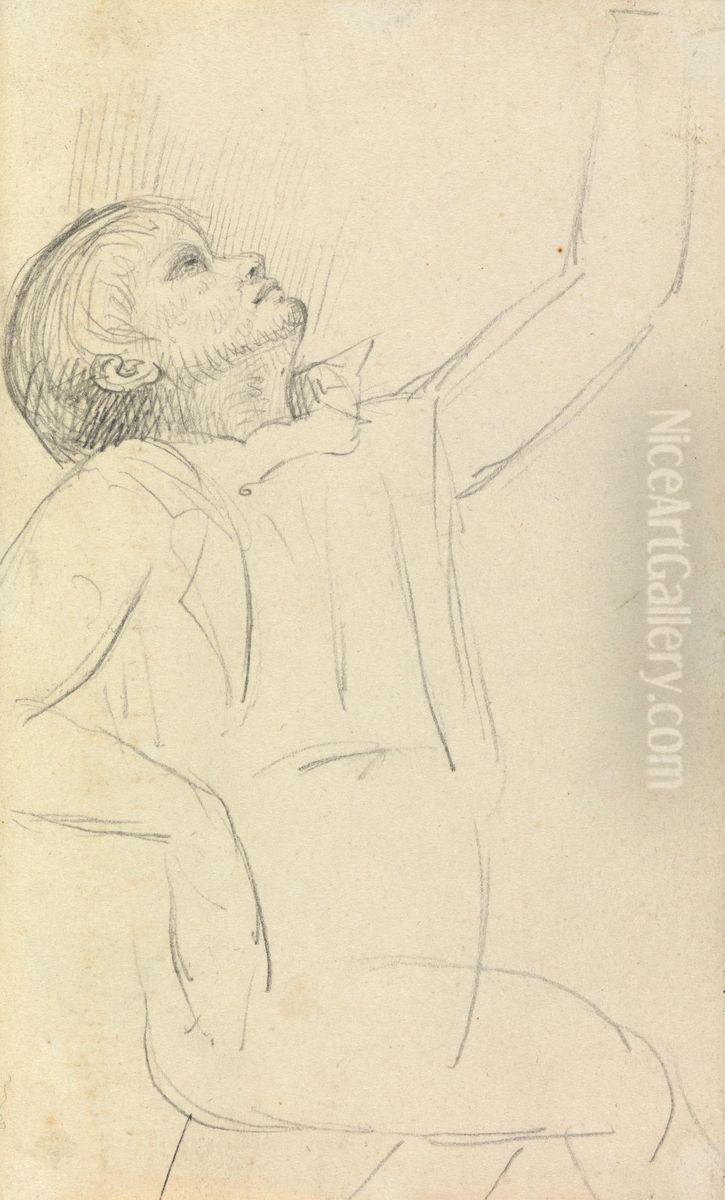 Study of a Seated Man Oil Painting by Benjamin Haydon