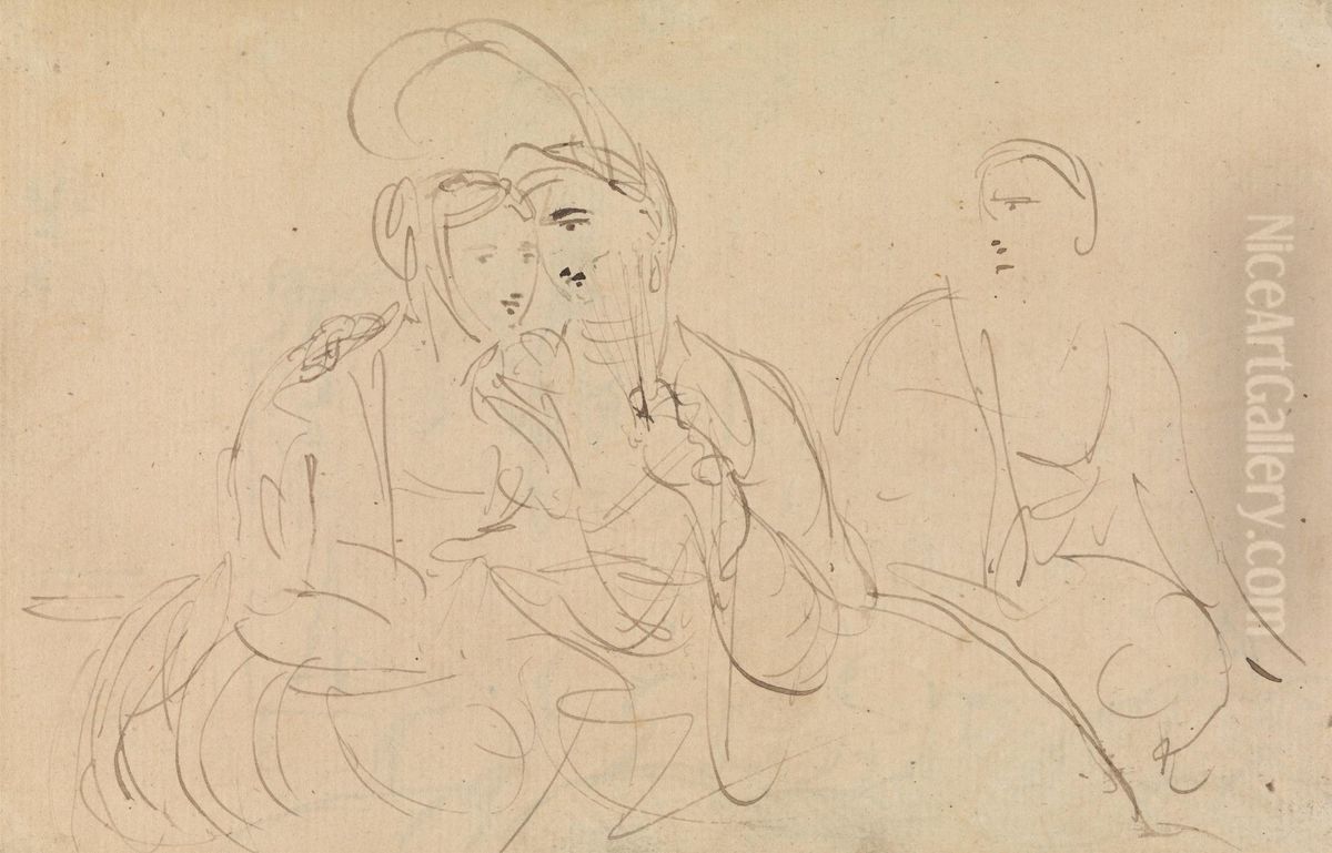 Study of Women Talking Oil Painting by Benjamin Haydon