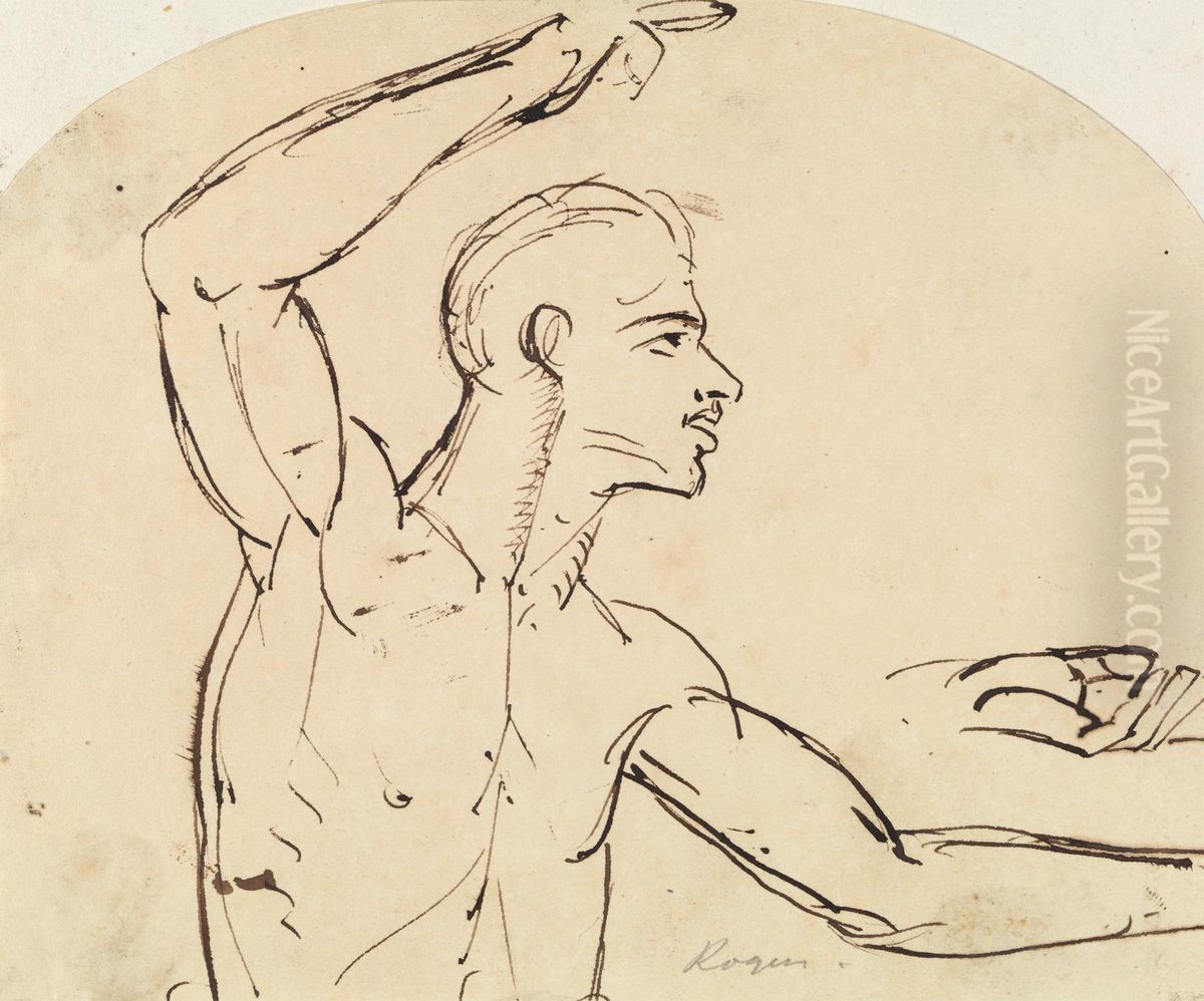 Study of a Male Nude Oil Painting by Benjamin Haydon