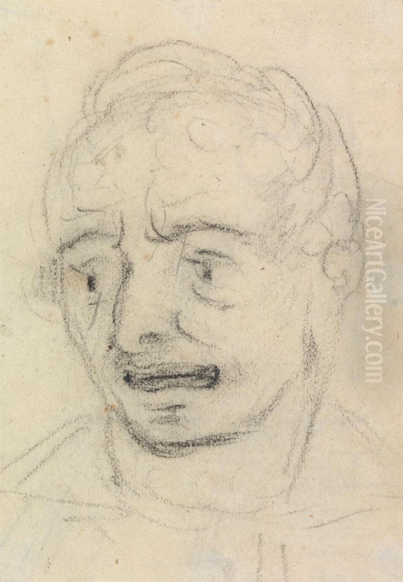 Portrait Study of a Man's Facial Expression Oil Painting by Benjamin Haydon