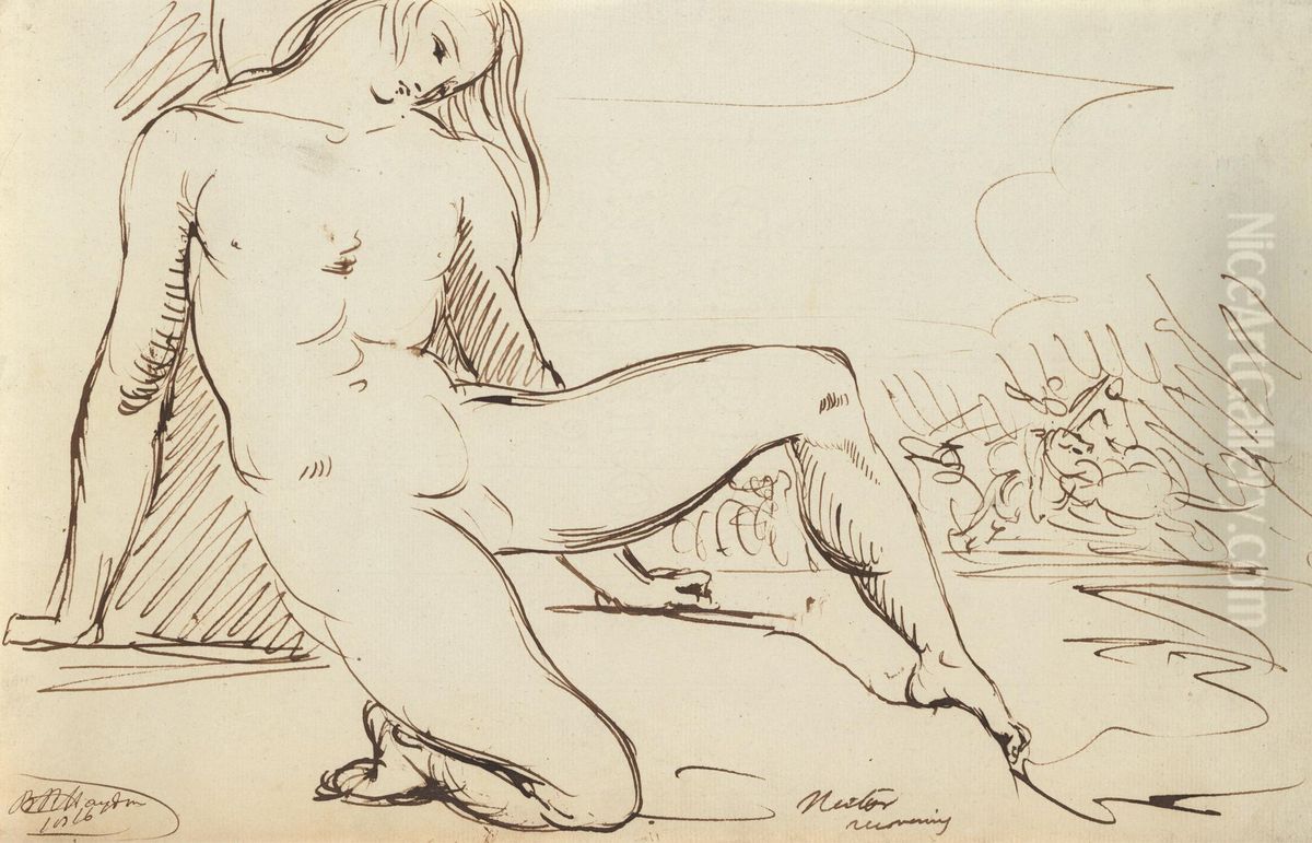 Study of a Nude Figure Oil Painting by Benjamin Haydon