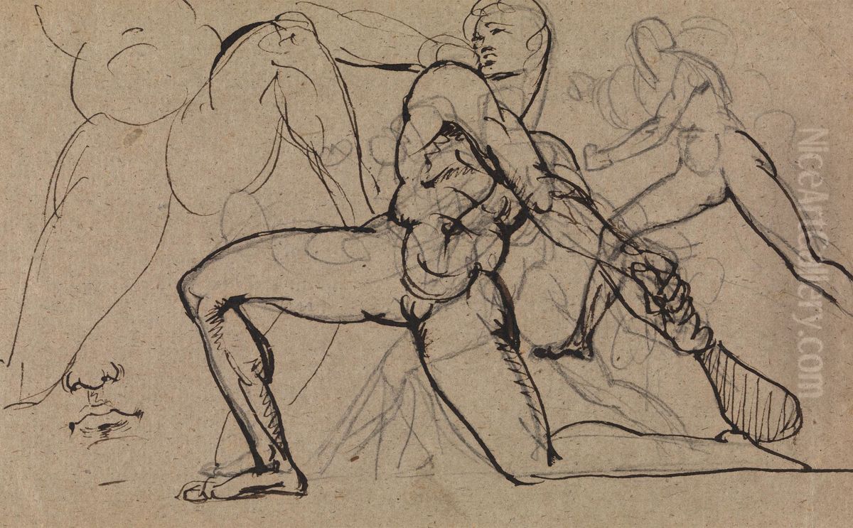 Study of a Male Nude Oil Painting by Benjamin Haydon