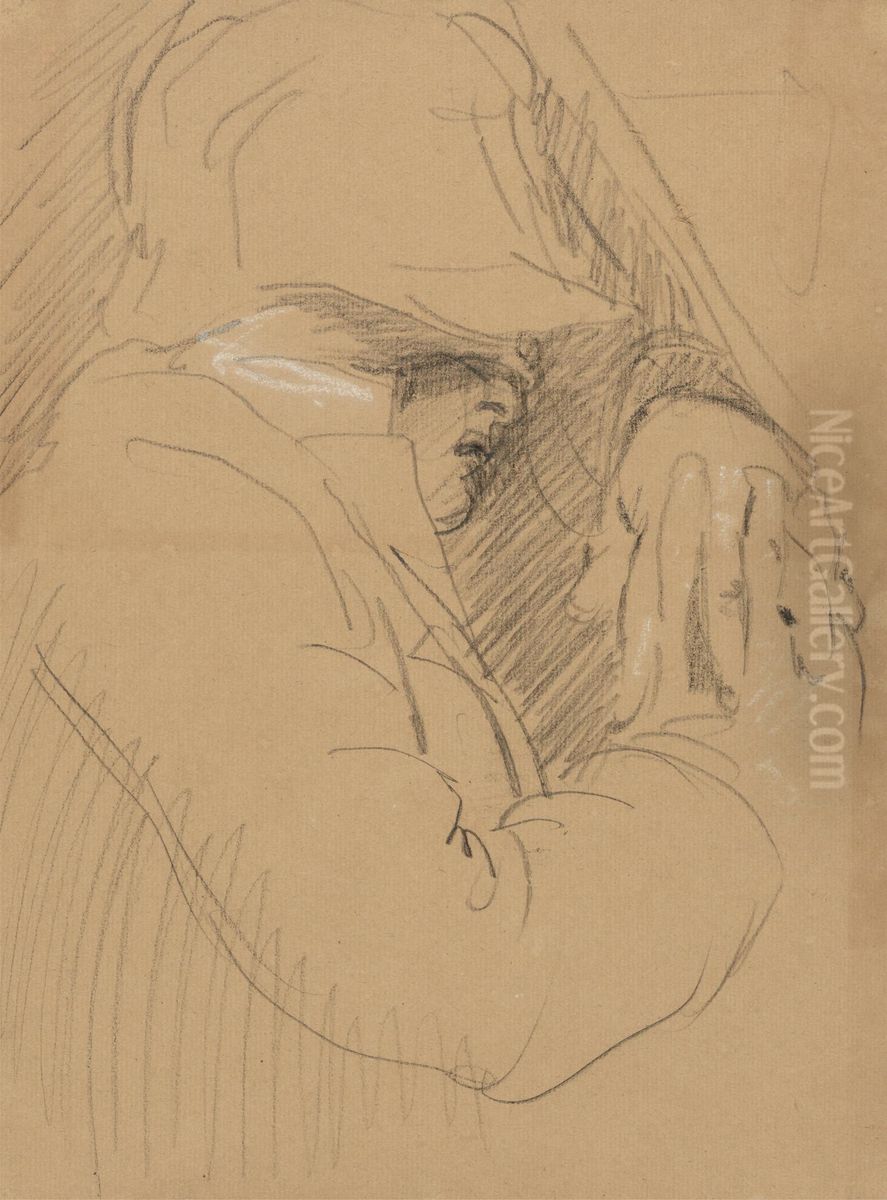 Study of a Sleeping Man, with a Hat and Clasped Hands Oil Painting by Benjamin Haydon