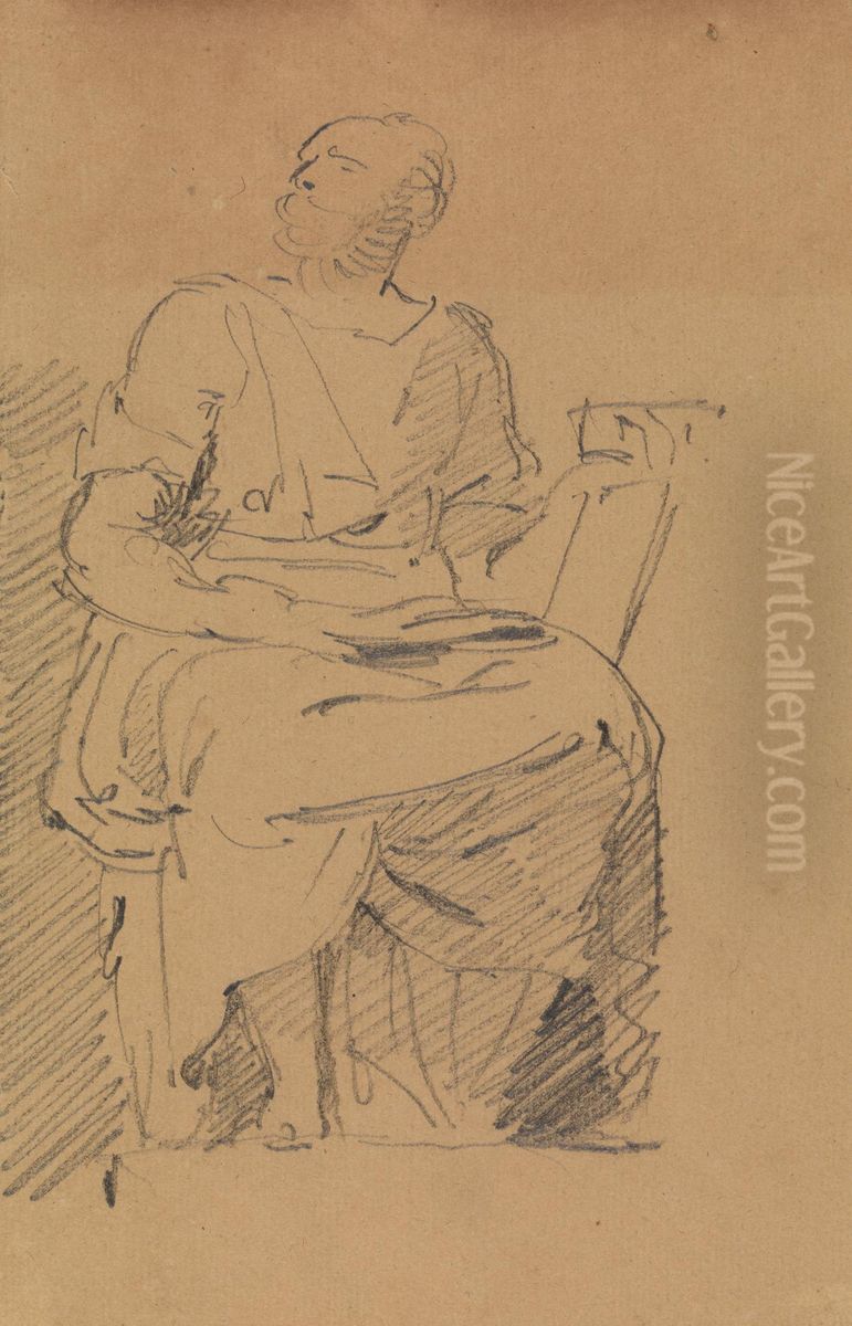 Study of a Seated Figure Oil Painting by Benjamin Haydon