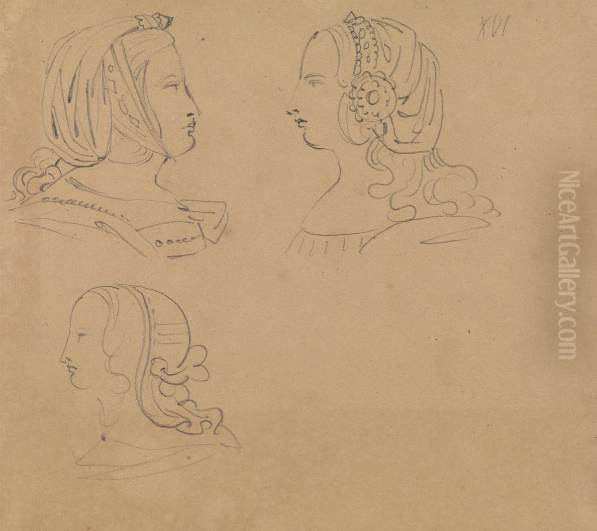 Portrait Studies of Women in Various Headdress Oil Painting by Benjamin Haydon