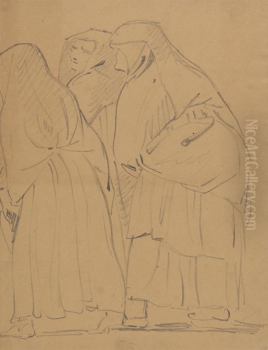 Study of a Group of Robed, Standing Figures Oil Painting by Benjamin Haydon