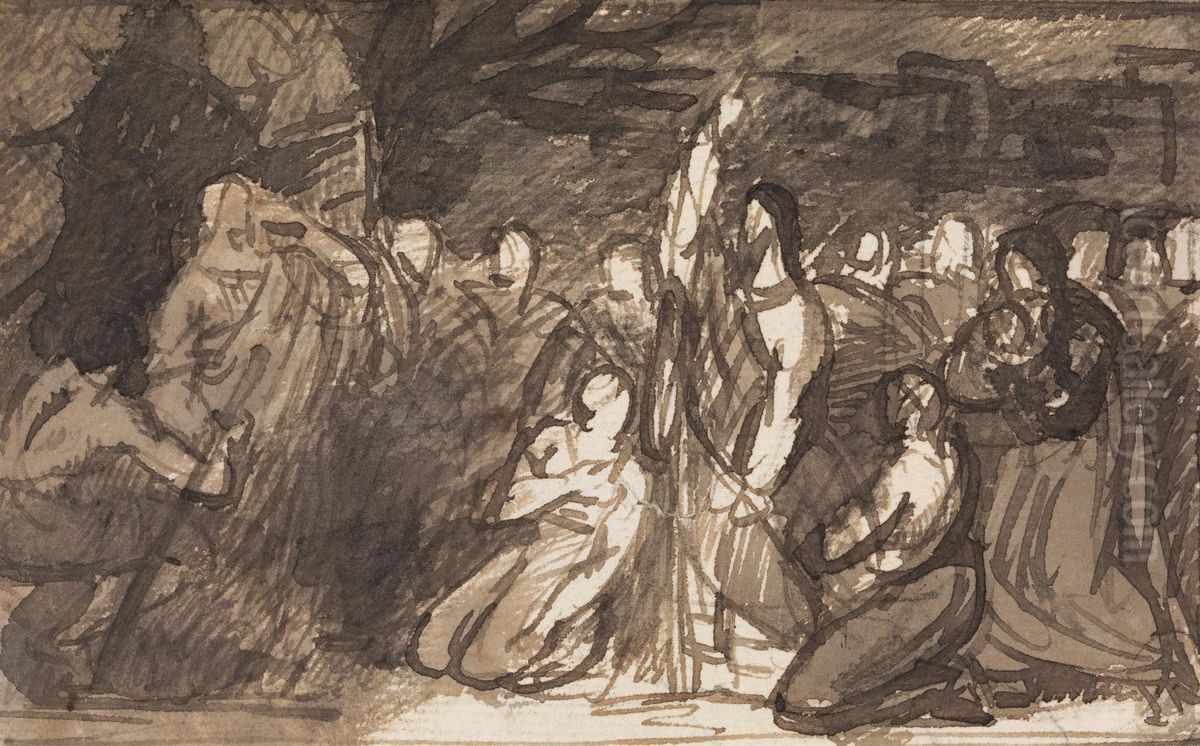Study of Christ Raising Lazarus Oil Painting by Benjamin Haydon
