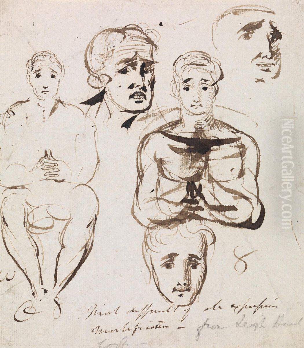 Study of Facial Expressions Oil Painting by Benjamin Haydon