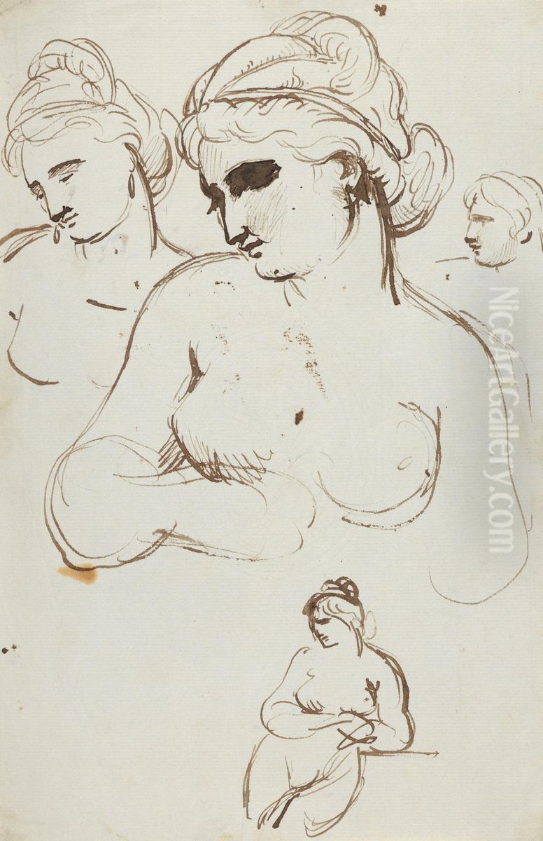 Study of Nude Female Oil Painting by Benjamin Haydon