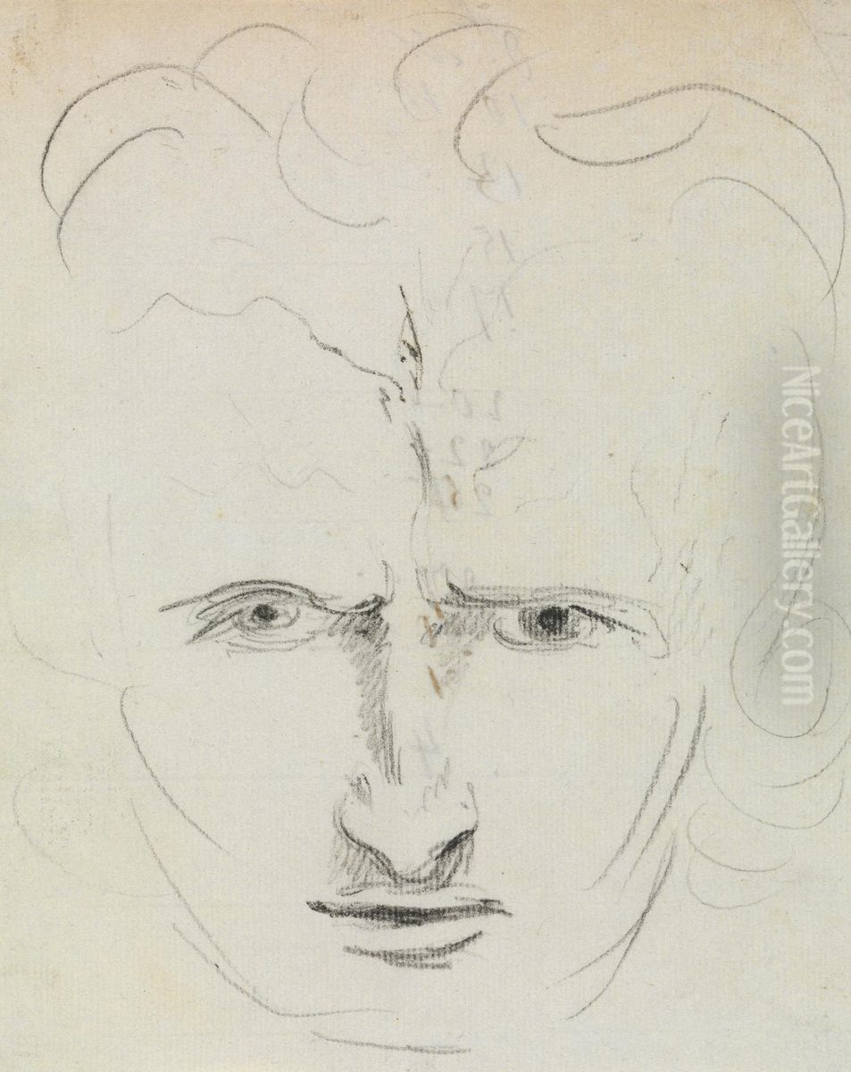 Study of a Man's Expressive Face Oil Painting by Benjamin Haydon