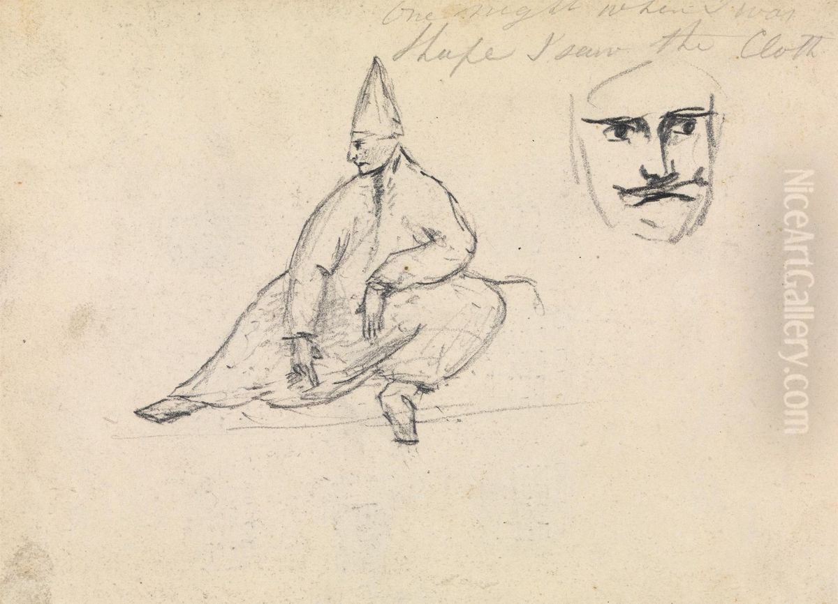Study of a Seated Man, Wearing a Pointed Hat Oil Painting by Benjamin Haydon