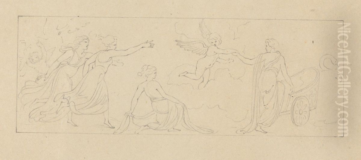 Allegorical Scene Oil Painting by Robert Smirke