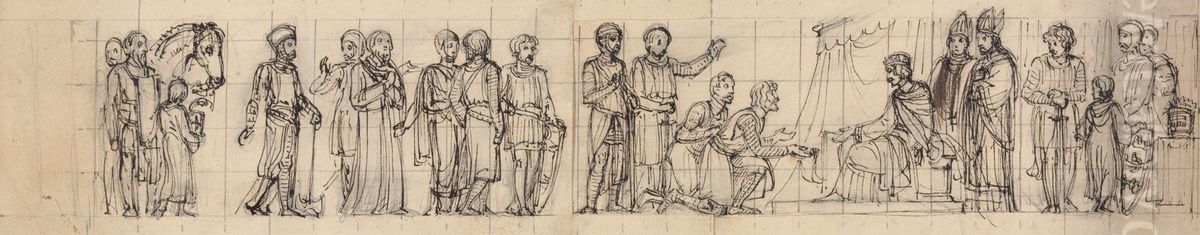 Study of Knights, Paying Homage, to the King Oil Painting by Robert Smirke