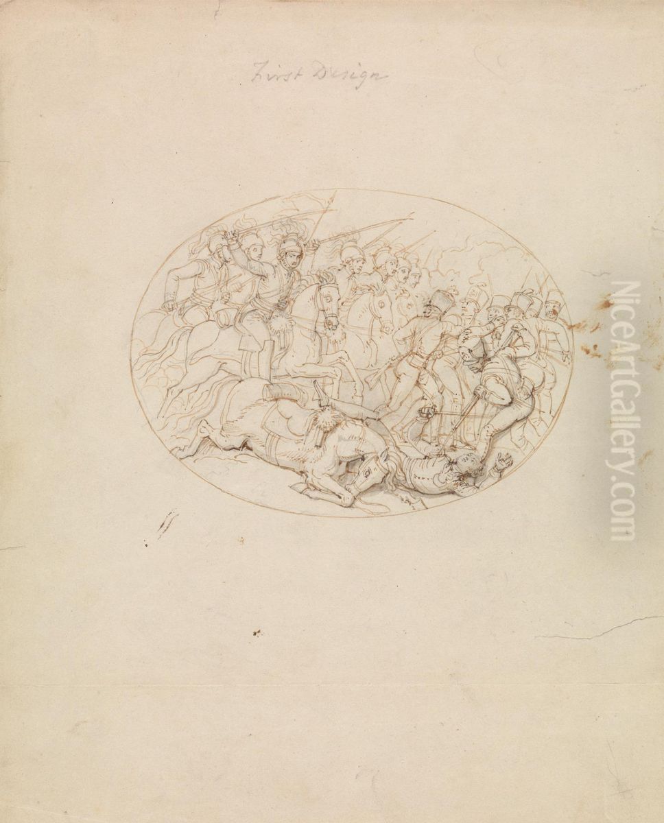 First Design of a Battle Scene Oil Painting by Robert Smirke