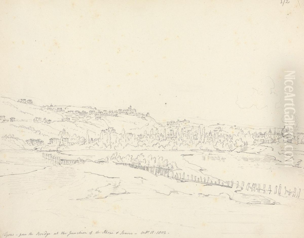 Lyons - From the Bridge at the Junction of the Rhone & Soane Oil Painting by Robert Smirke