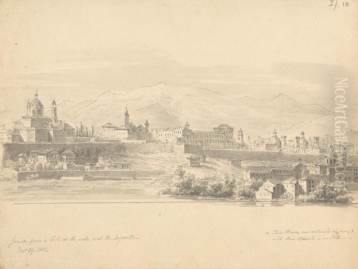 Genoa From a HIll on the Side Near the Lazaretto Oil Painting by Robert Smirke