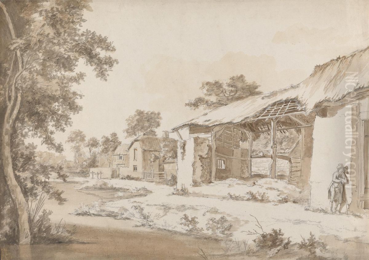 Ruined Farm near Coombe at Gittisham in Devonshire, Three Miles from Honiton, Devon Oil Painting by Hendrik-Frans De Cort