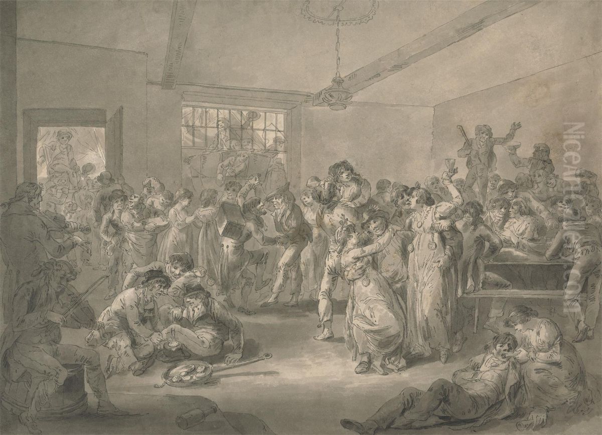 Sailors Carousing and Frying Watches Oil Painting by Julius Caesar Ibbetson