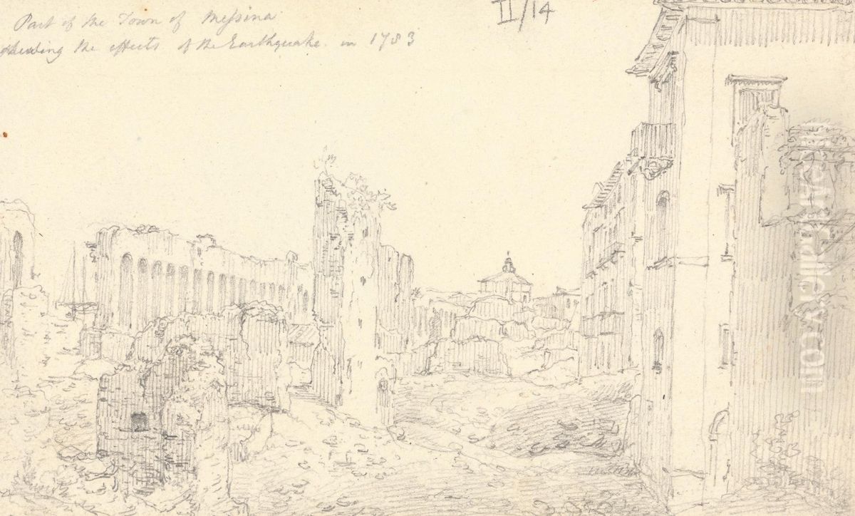 Part of the Town of Messina Showing the effects of the Earthquake of 1783 Oil Painting by Robert Smirke