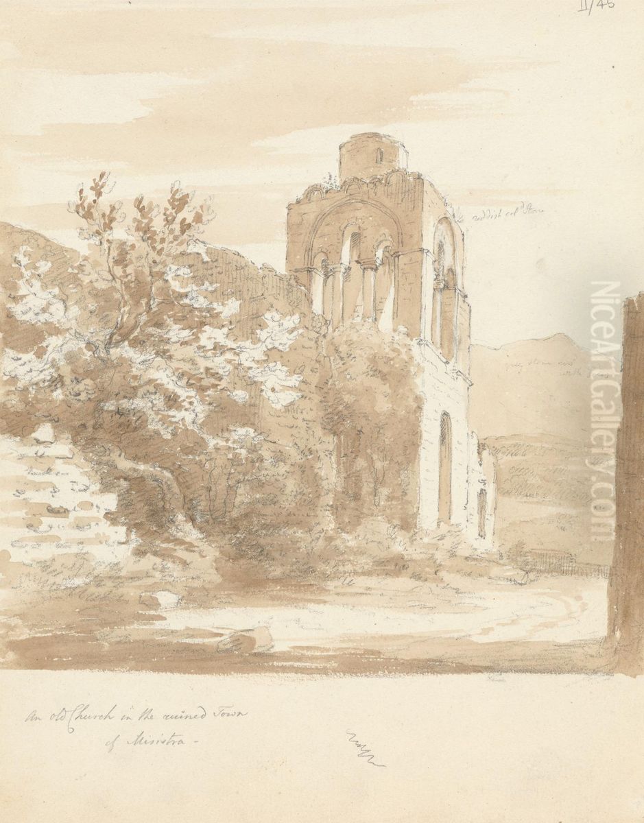 An Old Church in the Ruined Town of Mystras Oil Painting by Robert Smirke