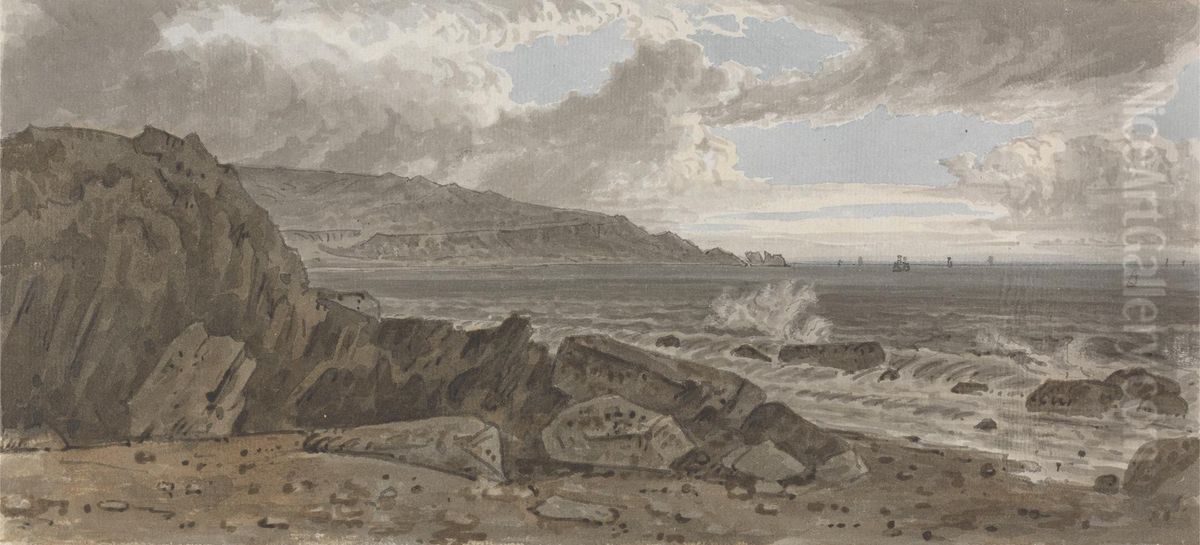 The Needles from Alum Bay Oil Painting by George Barret, Jr.