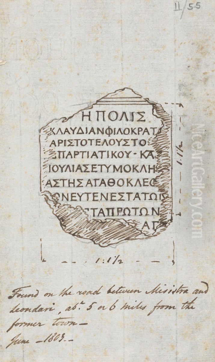 Ancient Greek Inscriptions, Found on the Road Between Mystras and Leontari Oil Painting by Robert Smirke