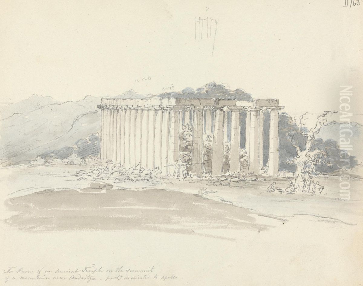 The Ruins of an Ancient Temple on the Summit of a Mountain Near Andritza Oil Painting by Robert Smirke
