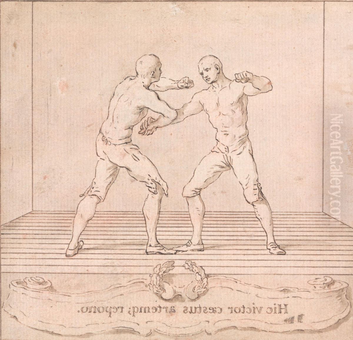 Two Prize Fighters Oil Painting by Hubert-Francois Gravelot