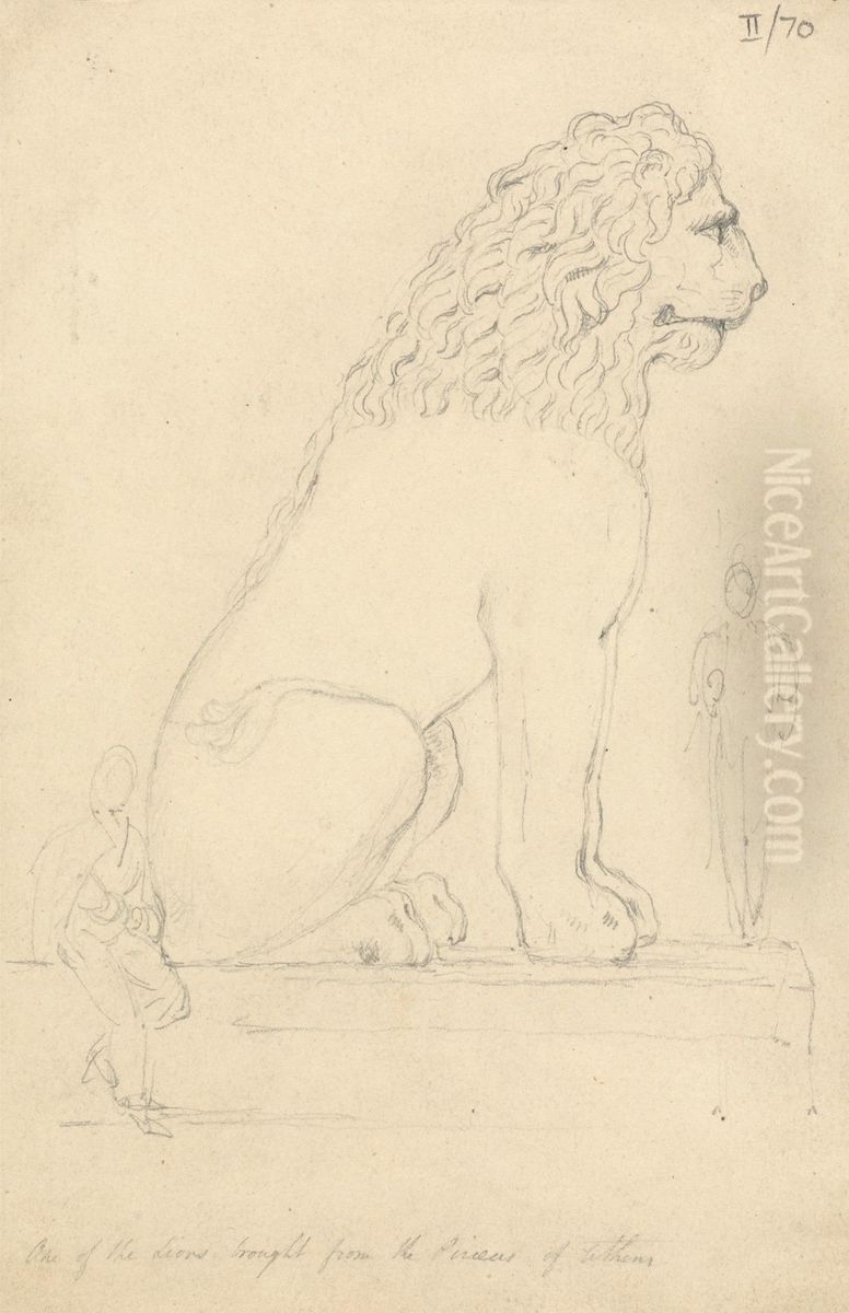 One of the Lions Taken From the Piraeus Port of Athens Oil Painting by Robert Smirke