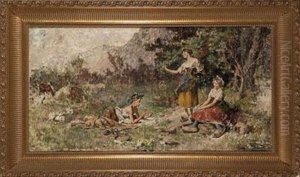 Alegoriacampestre Oil Painting by Maximo Juderias Caballero