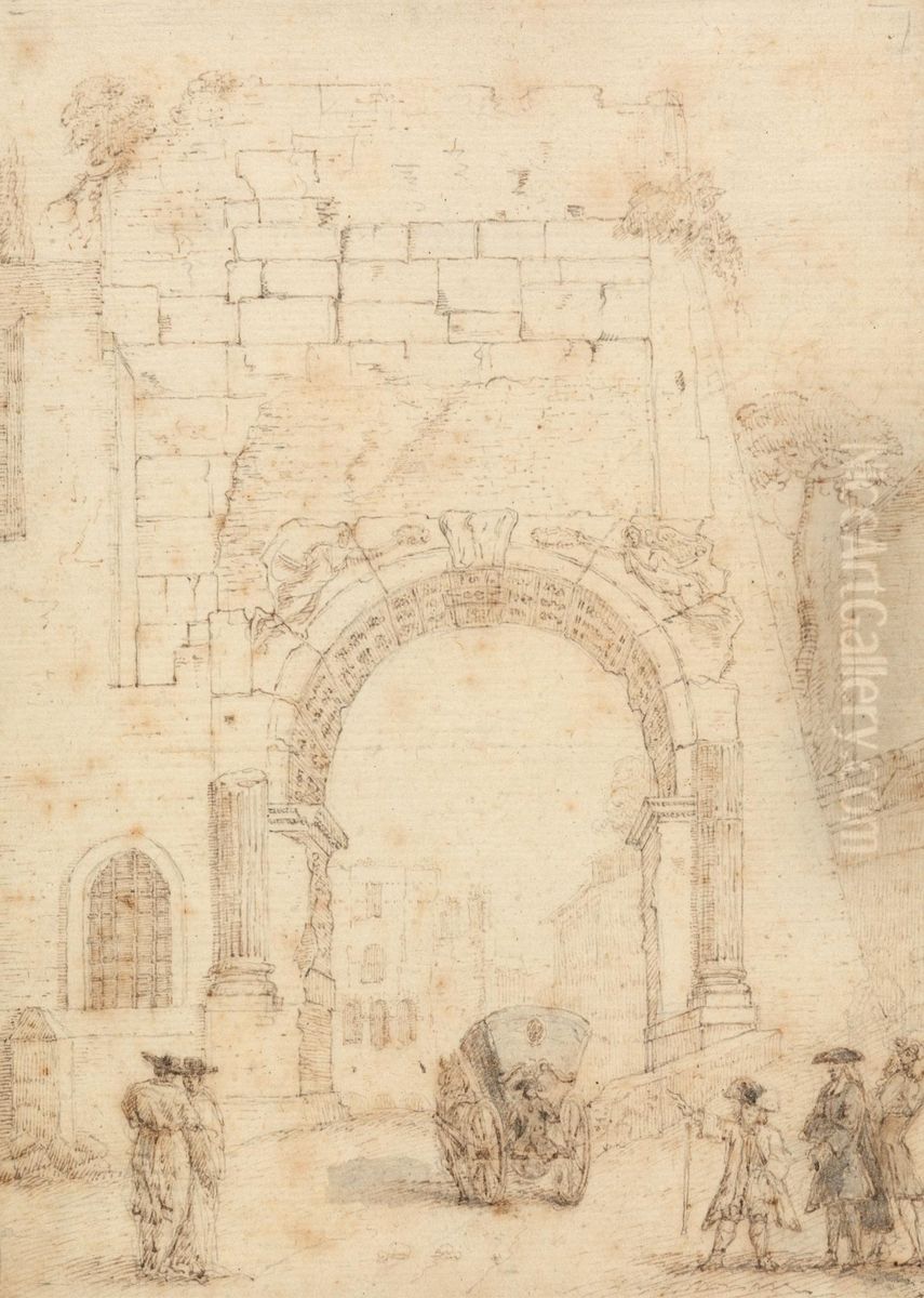 The Arch of Titus from the Forum, Rome Oil Painting by Arthur Pond