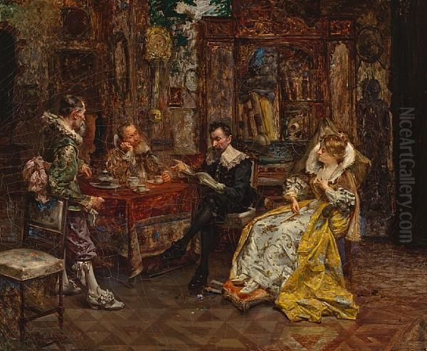 An Interesting Book Oil Painting by Maximo Juderias Caballero
