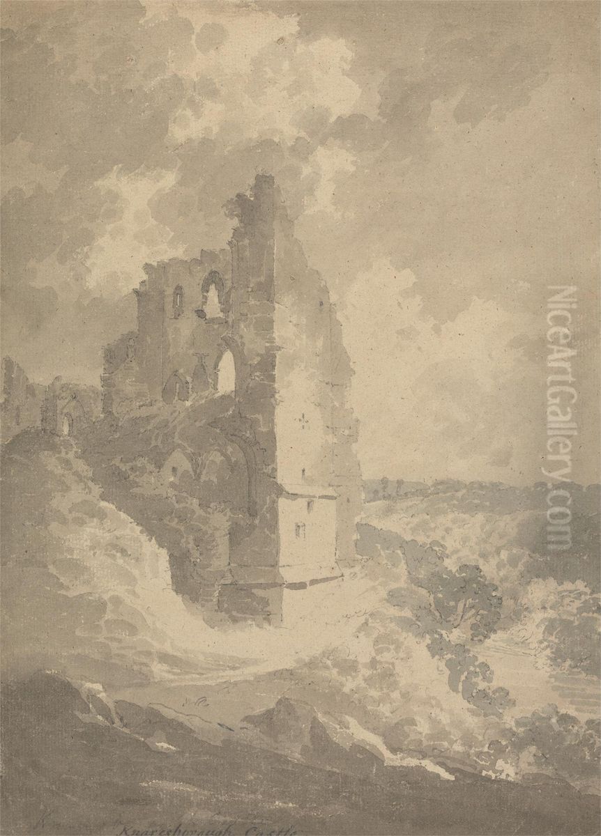 Knaresborough Castle Oil Painting by William Alexander