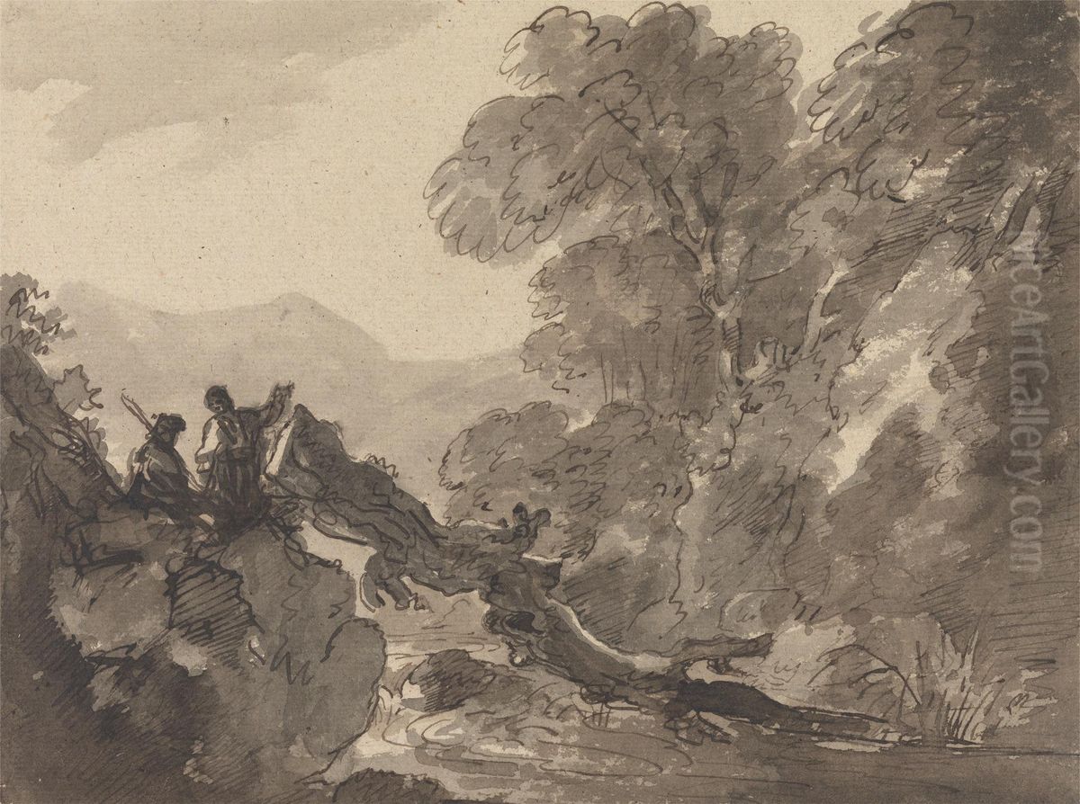 Romantic Landscape Oil Painting by Sir George Beaumont, 7th Baronet