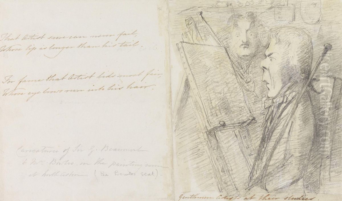 Gentlemen Artists at their Studies Oil Painting by Sir George Beaumont, 7th Baronet