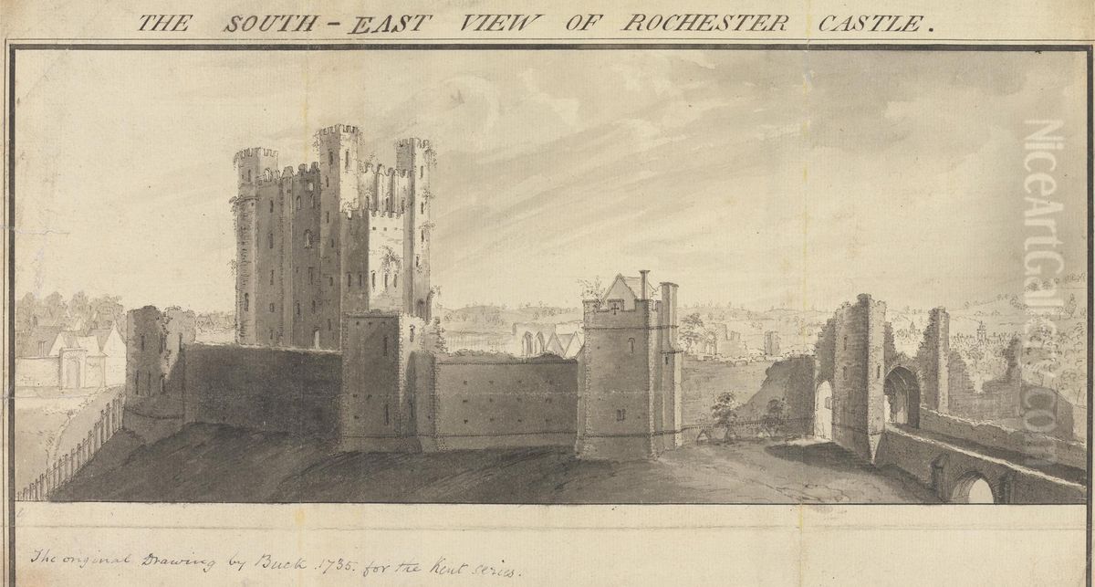 The South-East View of Rochester Castle Oil Painting by Samuel Buck