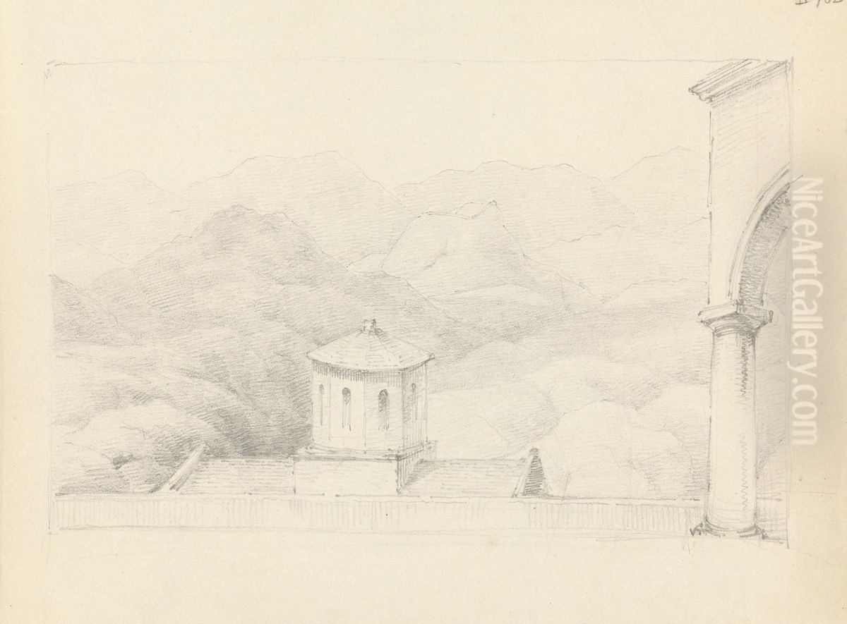 A View of Mountains From a Balcony Oil Painting by Robert Smirke