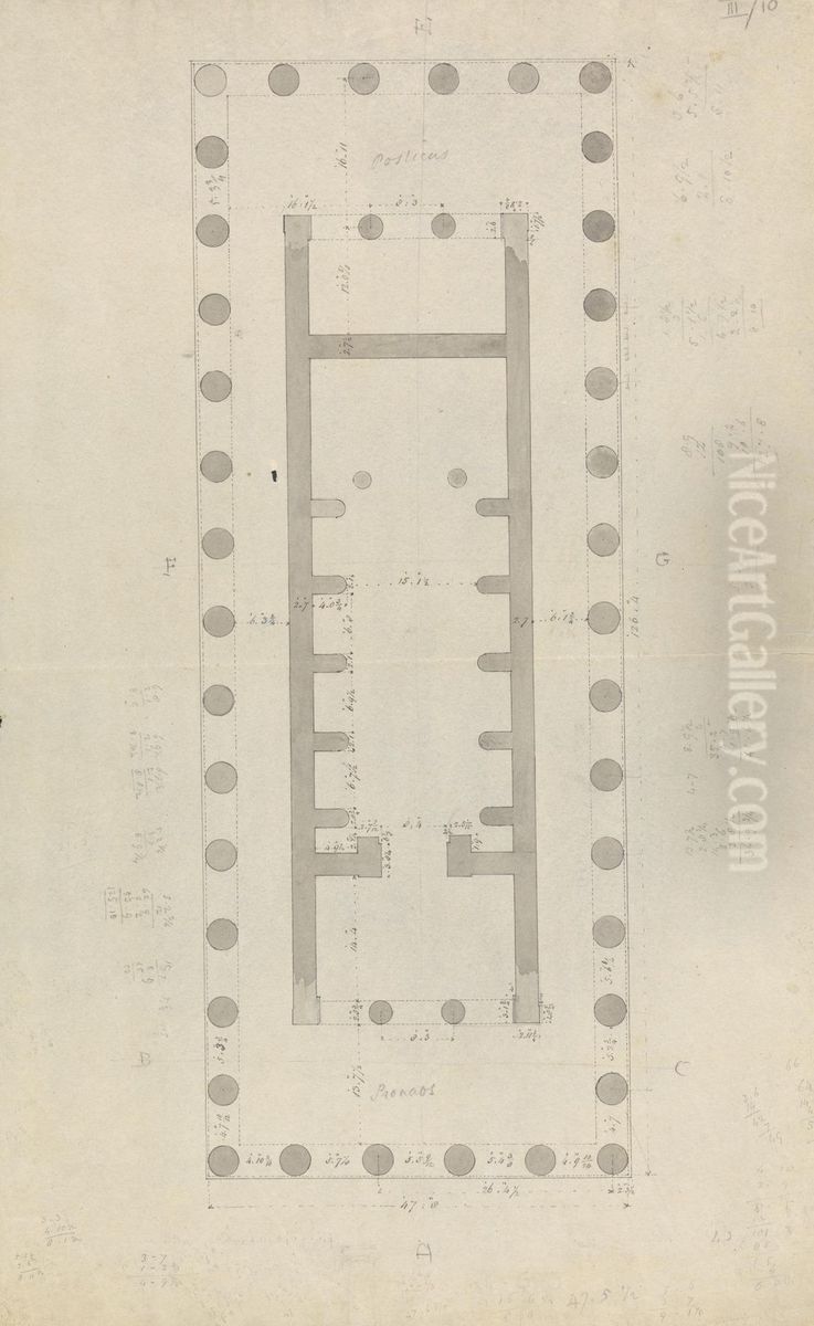 Architectural Drawing of a Temple Near Ancient Phigalia Oil Painting by Robert Smirke
