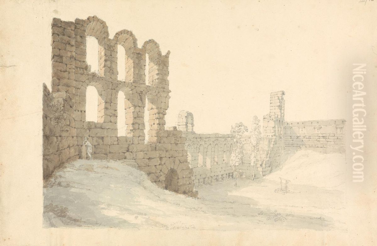 Ancient Aqueduct Ruins Oil Painting by Robert Smirke