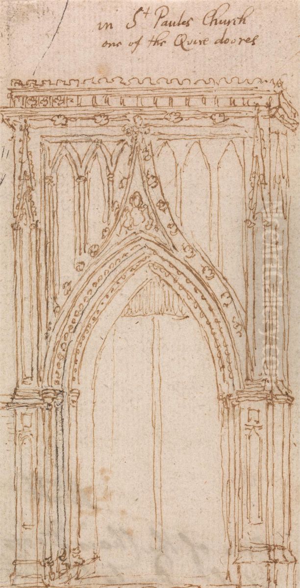 In Saint Paul's Church, One of the Choir Doors Oil Painting by Wenceslaus Hollar