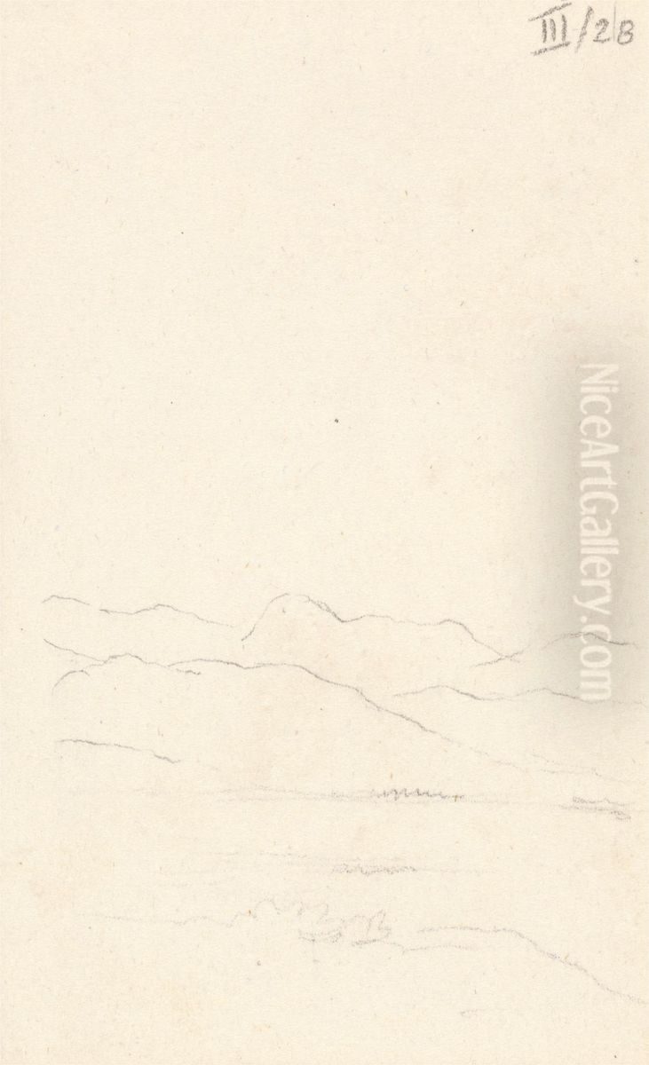 Sketch of a Hilly Landscape Oil Painting by Robert Smirke