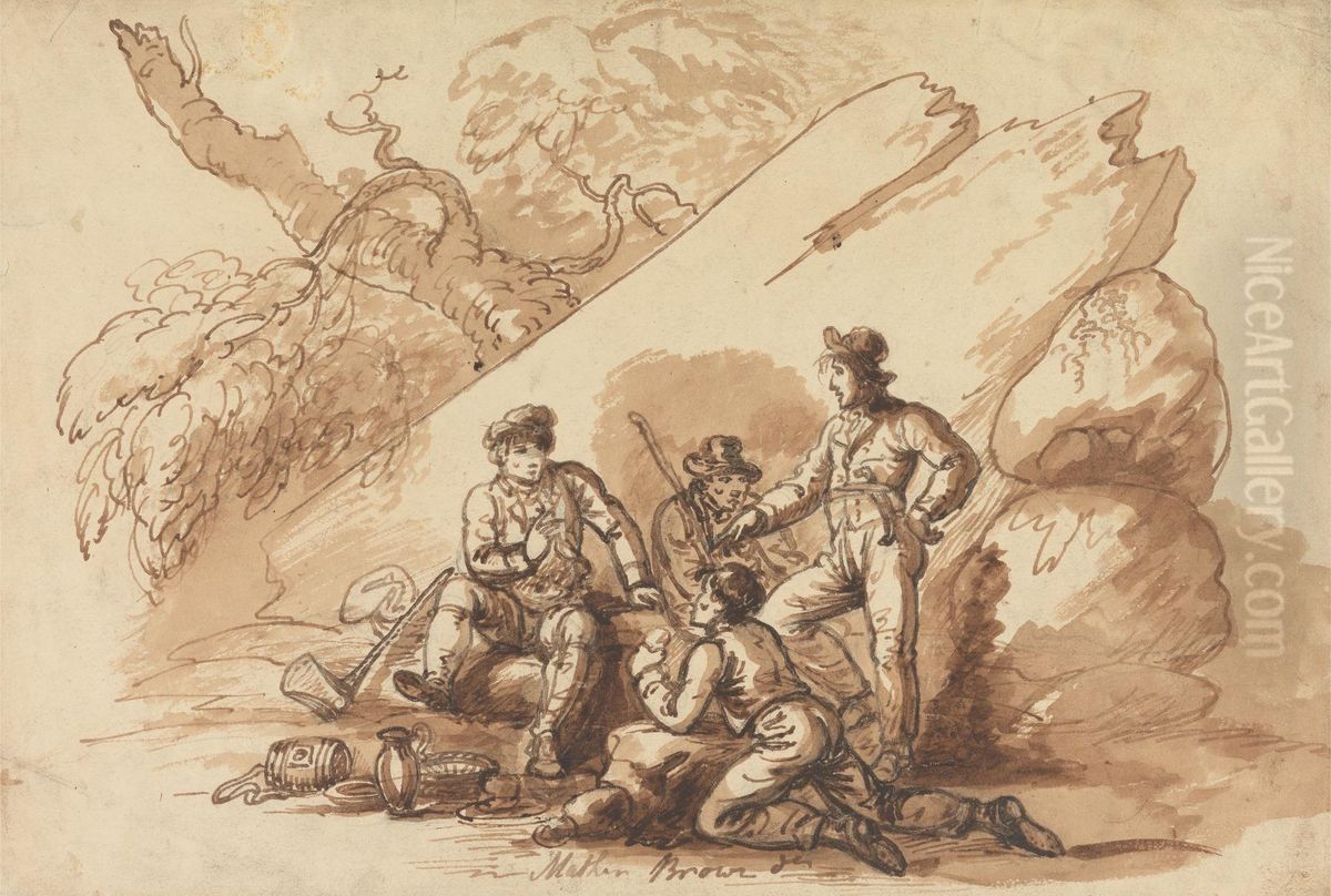 Workmen at Refreshment (Banditti?) Oil Painting by Mather Brown