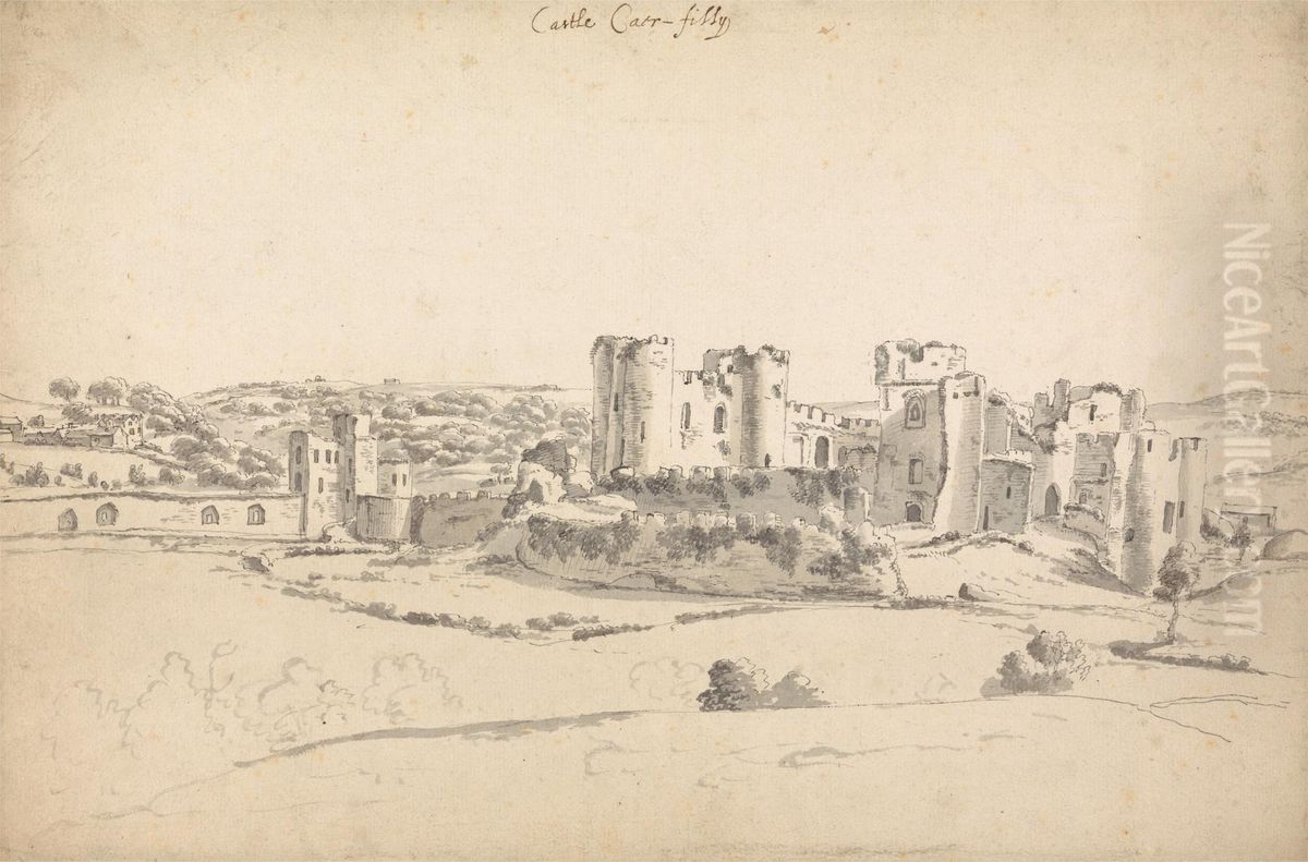 Caerphilly Castle Oil Painting by Hendrick Danckerts