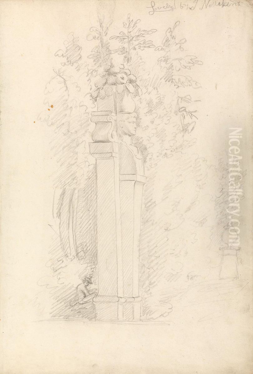 A Term in a Garden Oil Painting by Joseph Nollekens