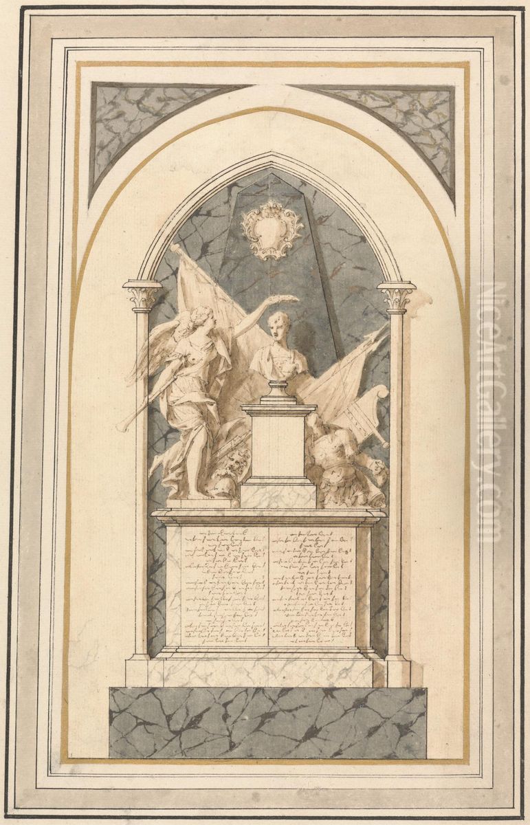 Admiral Vernon's Monument in Westminster Abbey Oil Painting by John Michael Rysbrack