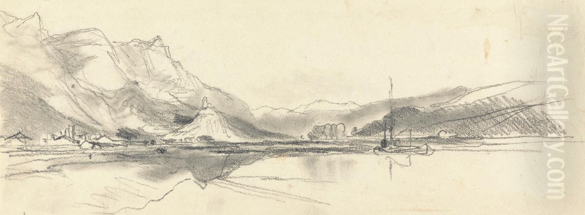 On the Rhine Oil Painting by William James Muller